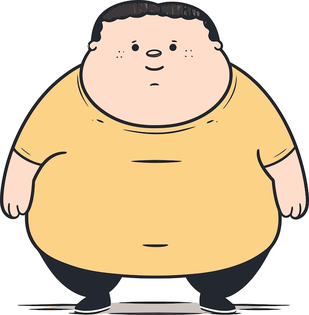 a cartoon character with a yellow shirt that says fat man