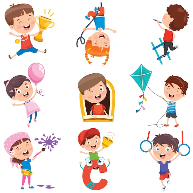 Cartoon Characters Doing Various Activities