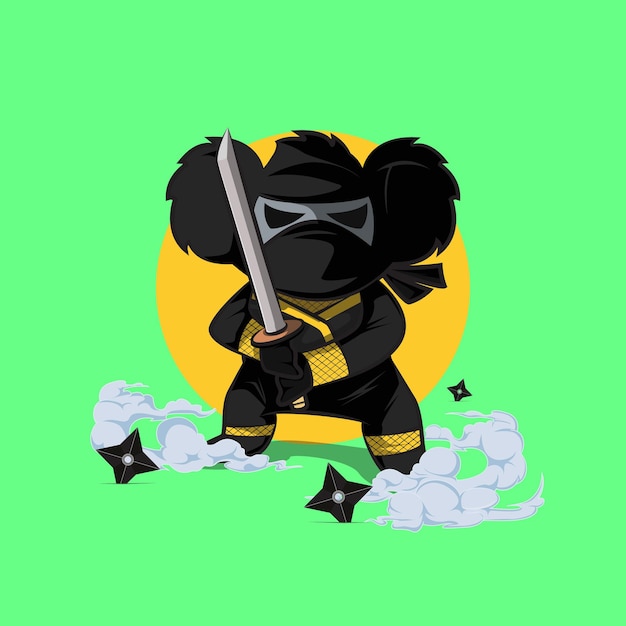 Cartoon characters of koalas costumed shinobi or ninjas 02