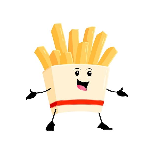 Cartoon cheerful french fries fast food character