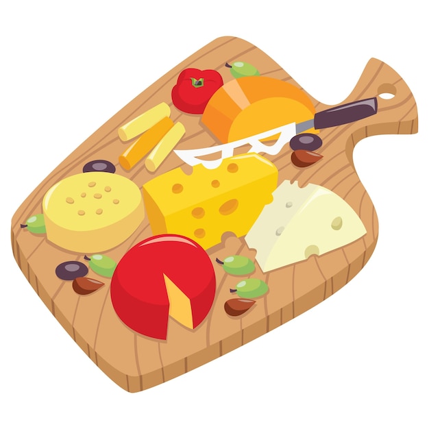 Vector cartoon cheese board