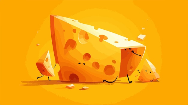 Vector a cartoon of cheese with a face and a face on it