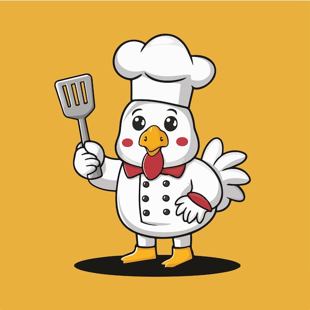 Vector cartoon chef chicken vector illustration