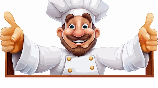 Cartoon Chef Cook or Baker Mascot Character Peeking