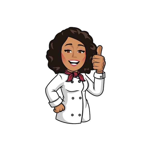 A cartoon of a chef girl giving the thumbs up.