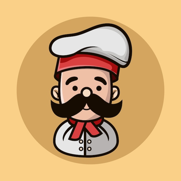 Cartoon Chef logo Mascot n a cooking hat Yummy concept Cooking restaurant or cafe logo