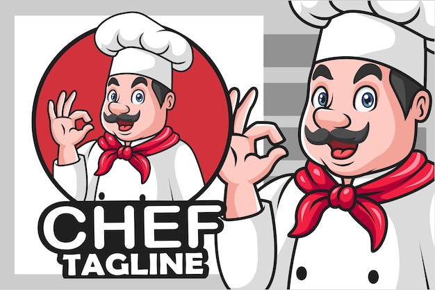 Cartoon chef man gesturing ok sign