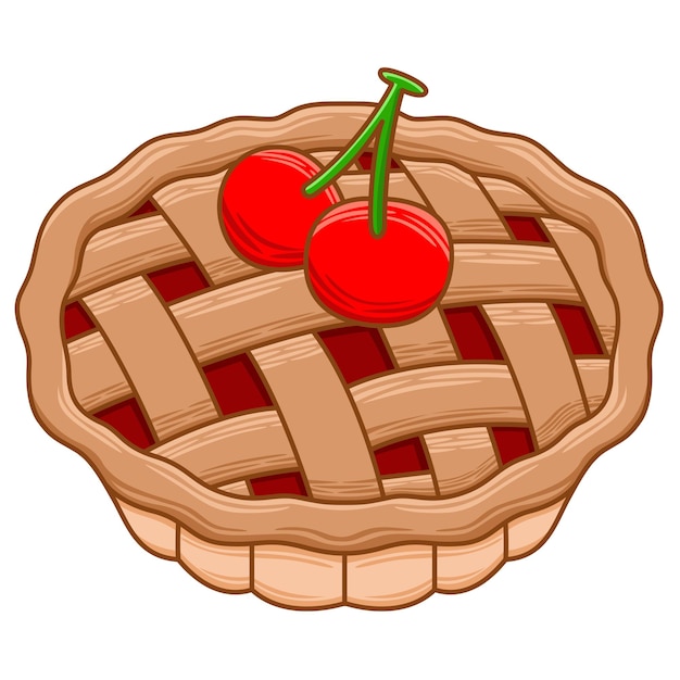 Cartoon cherry pie  for cafe or restaurant illustration