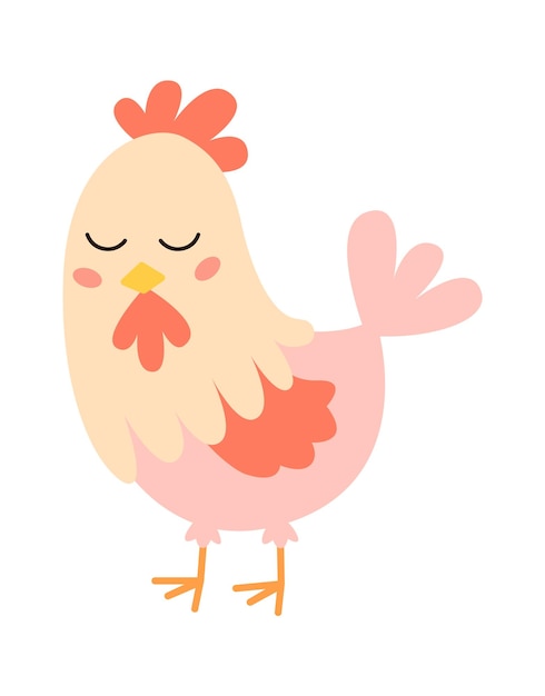 Cartoon chicken Farm animal Vector illustration