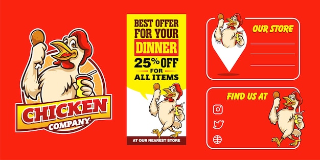 Cartoon chicken logo branding