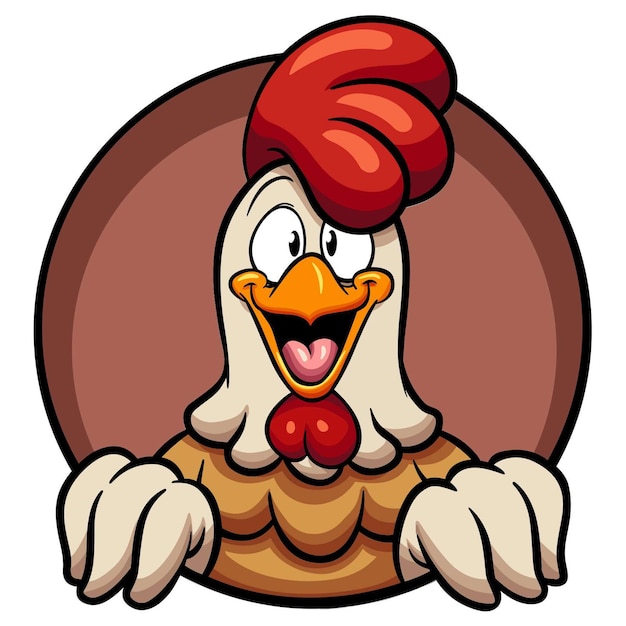 a cartoon of a chicken with a surprised look on it