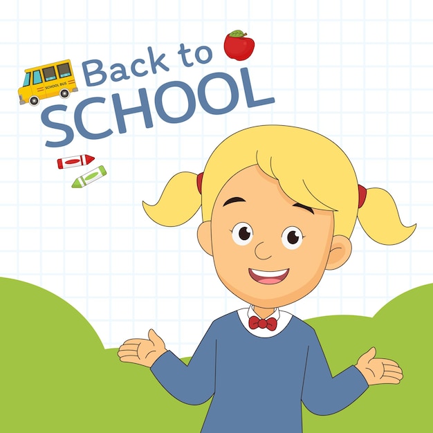 Cartoon children back to school