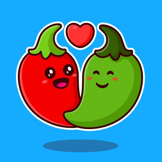 Vector cartoon chili falling in love vector design