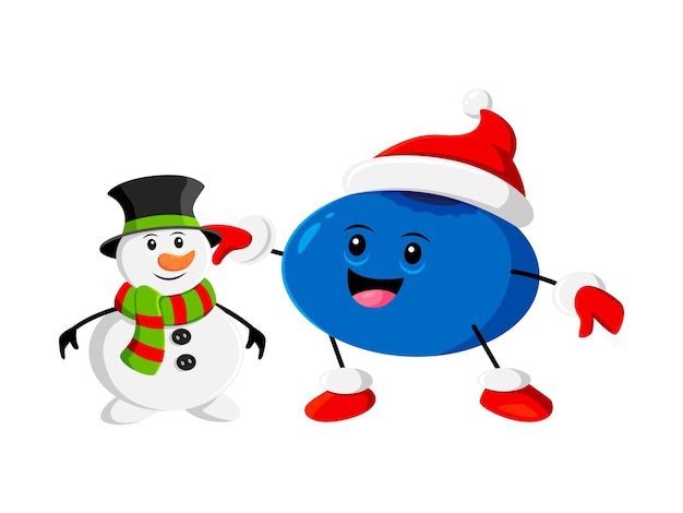 Cartoon Christmas blueberry berry wear Santa hat