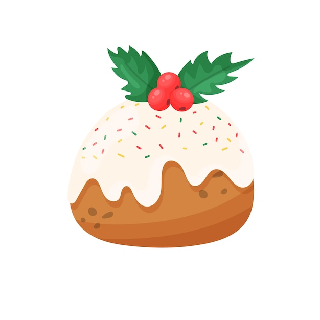 Cartoon Christmas cake Icon in modern style On a white background