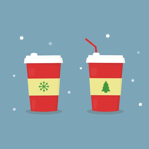 Cartoon Christmas coffee cups