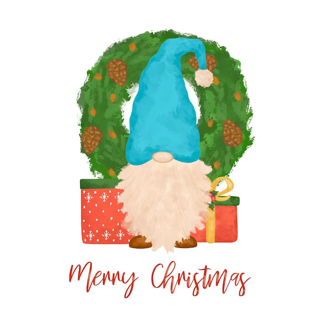 Cartoon Christmas Gnome illustration isolated