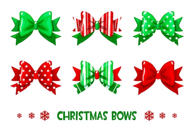 cartoon christmas green-red gift bows