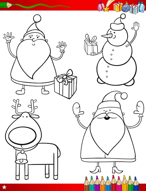 cartoon christmas themes coloring page