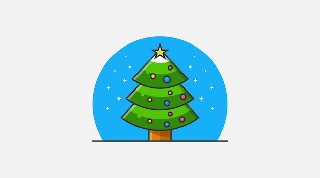 A cartoon christmas tree with a star on the top.