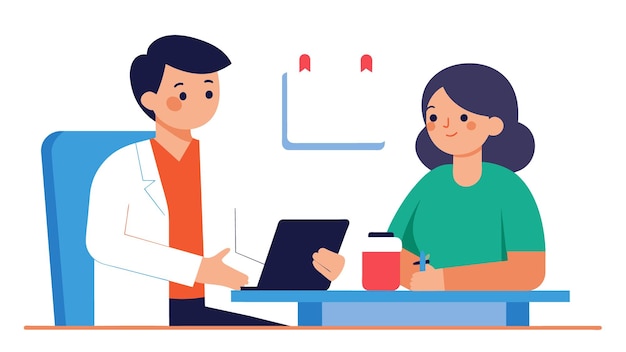 Cartoon of a clinic chamber with doctors or nurses providing medical diagnostics