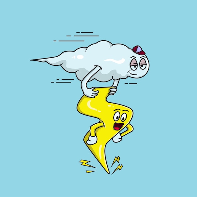 cartoon cloud carrying lightning illustration