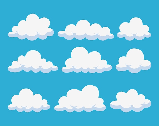 Cartoon cloud set