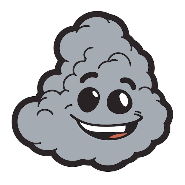 A cartoon cloud with a smiling face and a smiling face.