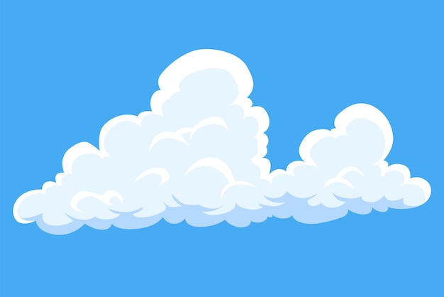 Cartoon clouds Abstract white cloudscape icon symbol Vector cloudy landscape or simplicity nature aerial panorama Round shapes in flat style