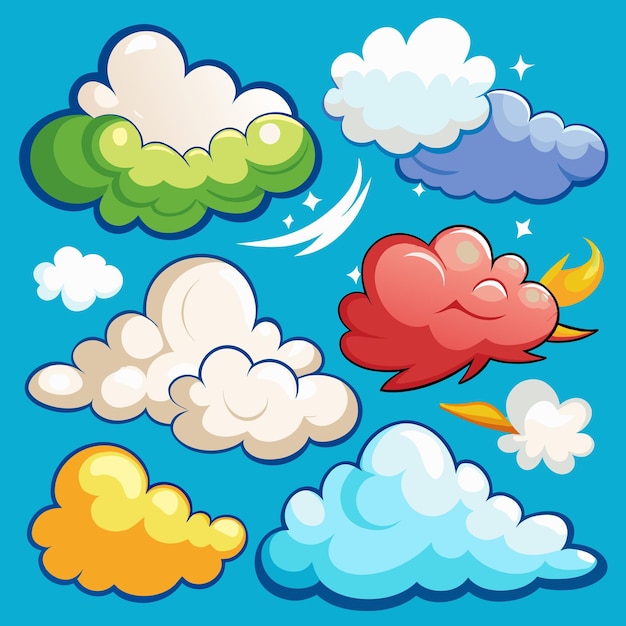 Vector cartoon clouds illustration