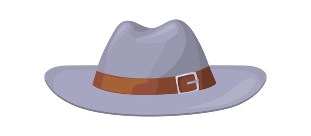 Vector cartoon cobvoy hat. gray cowboy hats classic western, vector illustration isolated on white background