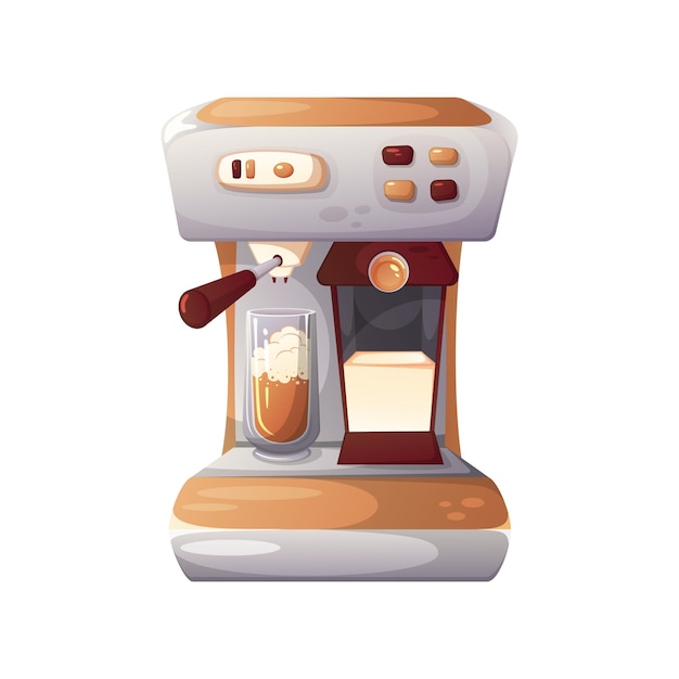 Cartoon coffee maker on a white background