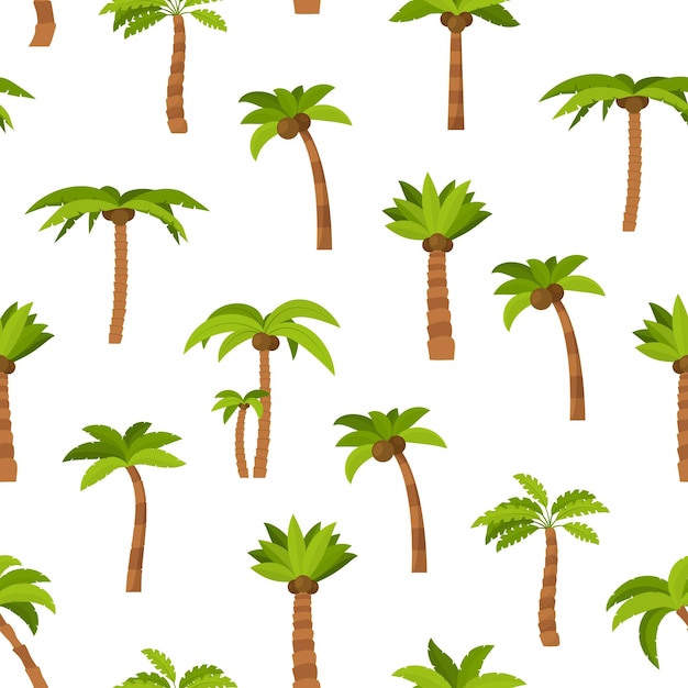 Vector cartoon color palma tree seamless pattern background vector