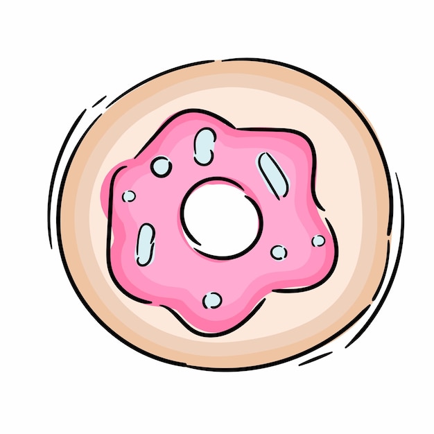 Cartoon colorful donut isolated on white background Glazed doughnut top view Vector icon print