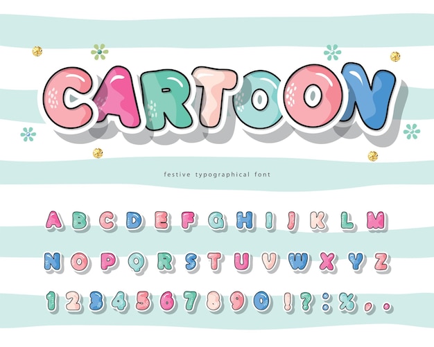 Cartoon colorful font for kids