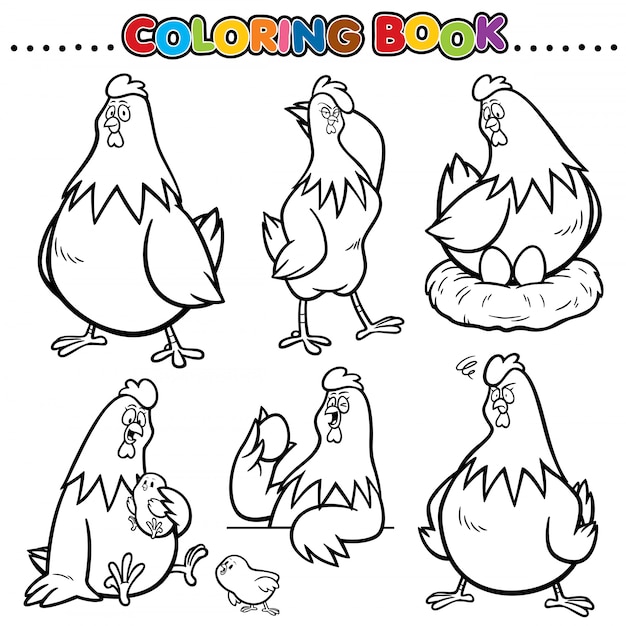 Cartoon Coloring Book - Hen