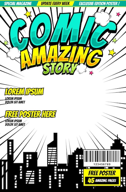 cartoon comic pop art cover background template