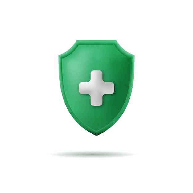 Cartoon concept medical guard shield insurance 3d illustration rendering 3d icon