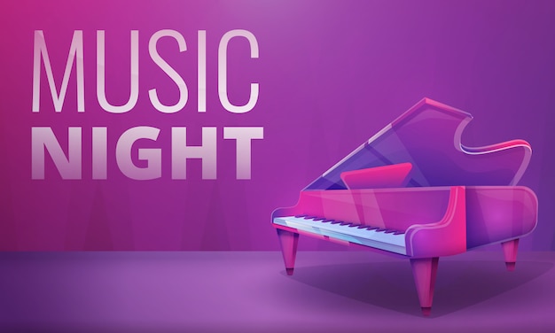 Cartoon concert hall with piano, vector illustration