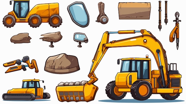 Cartoon Construction Equipments Vector Illustration