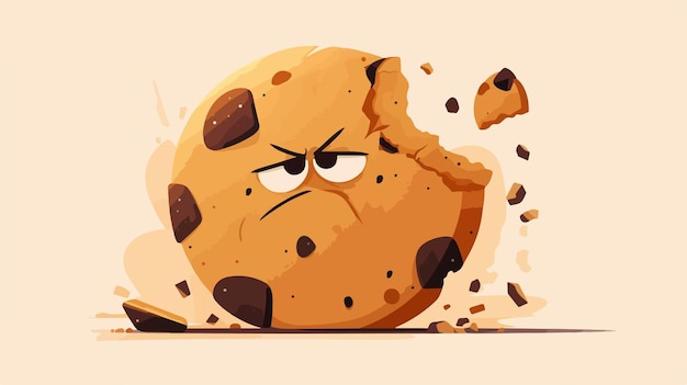 Vector a cartoon of a cookie with a sad face and a sad face