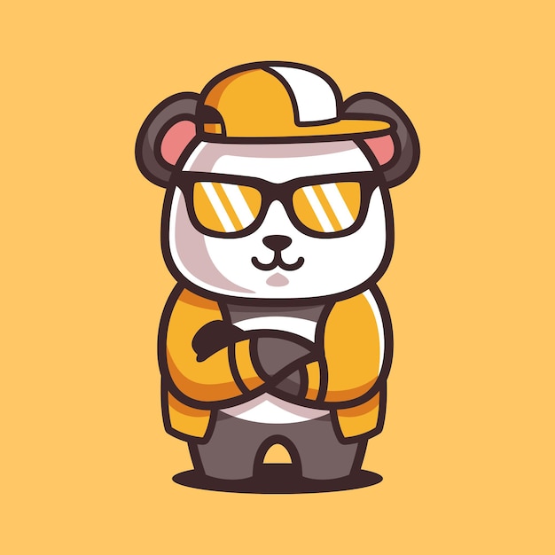 Cartoon Cool Panda Wear Sunglasses