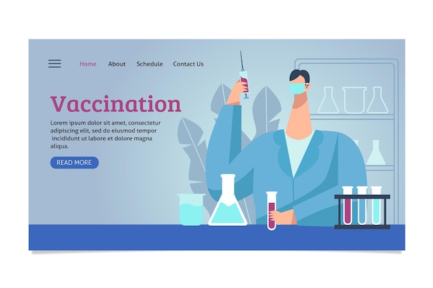 Cartoon coronavirus vaccine landing page