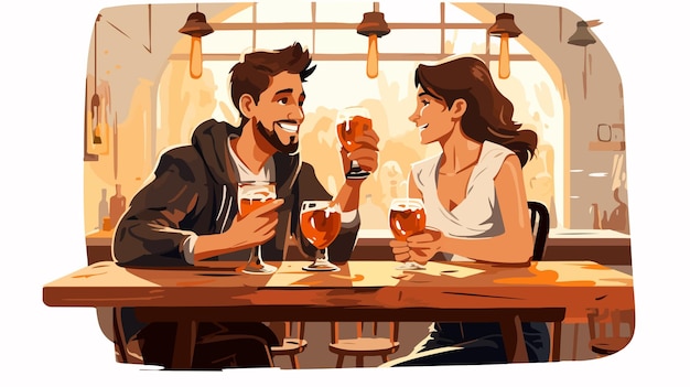 a cartoon of a couple drinking beer and a man drinking from a beer