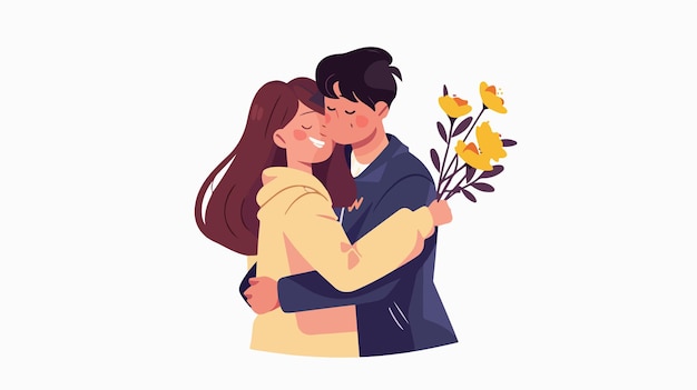 a cartoon of a couple hugging and hugging