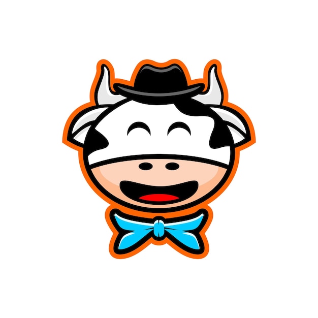 cartoon cow head vector, cute animal