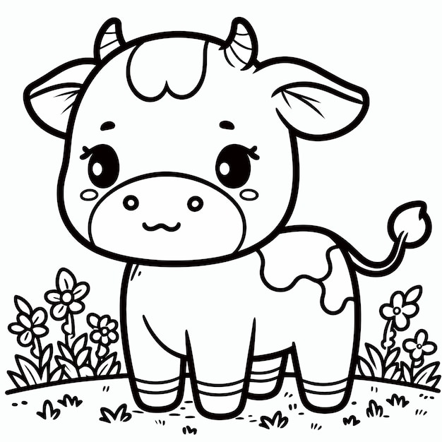 a cartoon cow with a black and white background with a pencil drawing of a cow