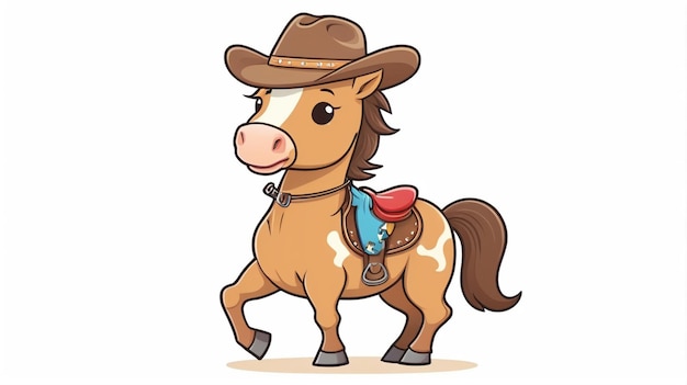 Vector cartoon of a cowboy and a horse