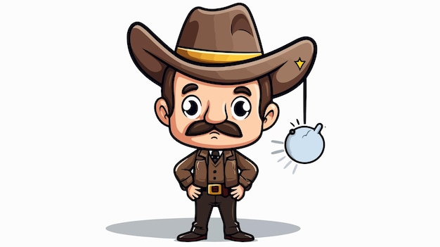 Vector a cartoon of a cowboy with a balloon and a balloon