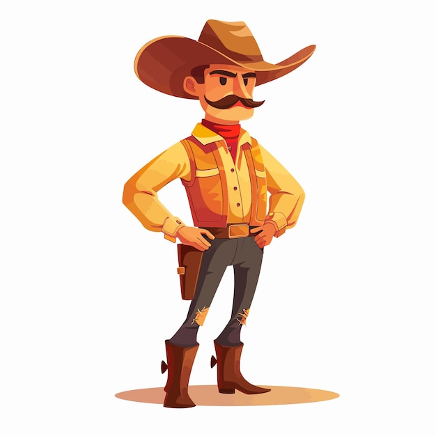 Vector a cartoon of a cowboy with a cowboy hat and a cowboy hat